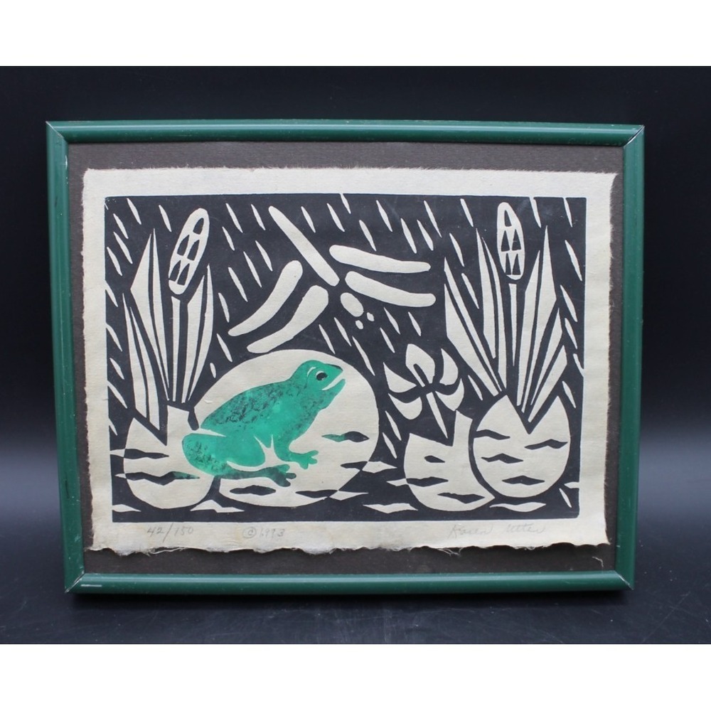 Karen Utter Bullfrog Signed Numbered Painting 1993 42/150 Washington PNW